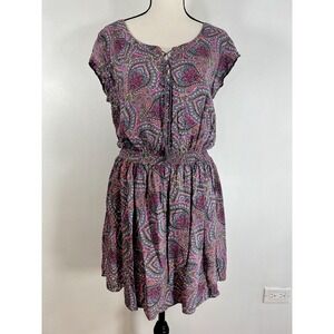 Aeropostale Floral Dress Junior Teens Gray Rayon Mini Dress Size Large